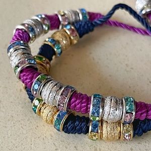 Set of Two Stainless Steel & Crystal Bracelets